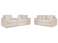 Modmax Oyster 3-Piece Sectional Sofa and 2-Piece Sectional Loveseat w/ Console - Ornate Home