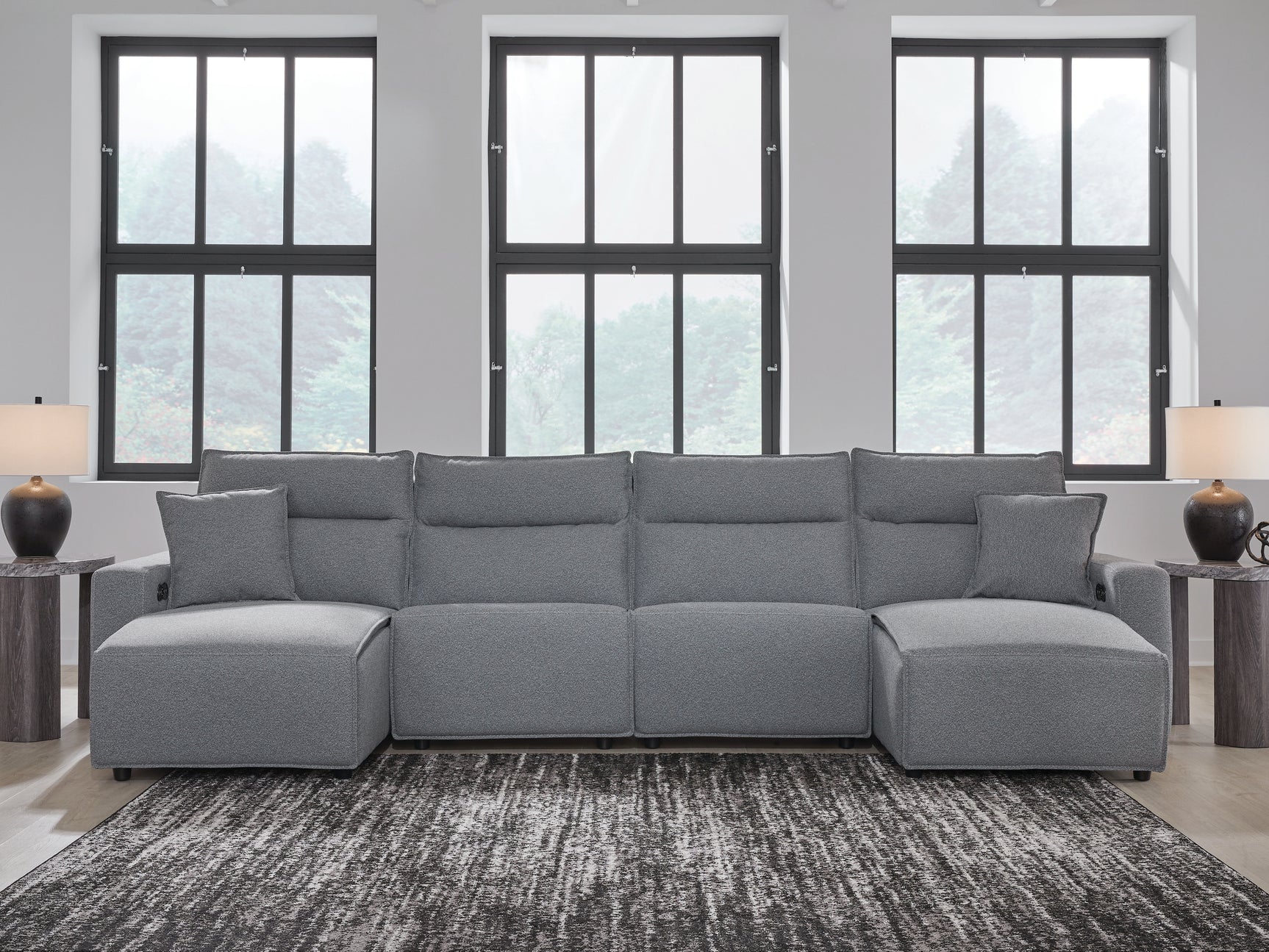 Modmax Salt and Pepper 4-Piece Power Reclining Sectional with Chaise - Ornate Home