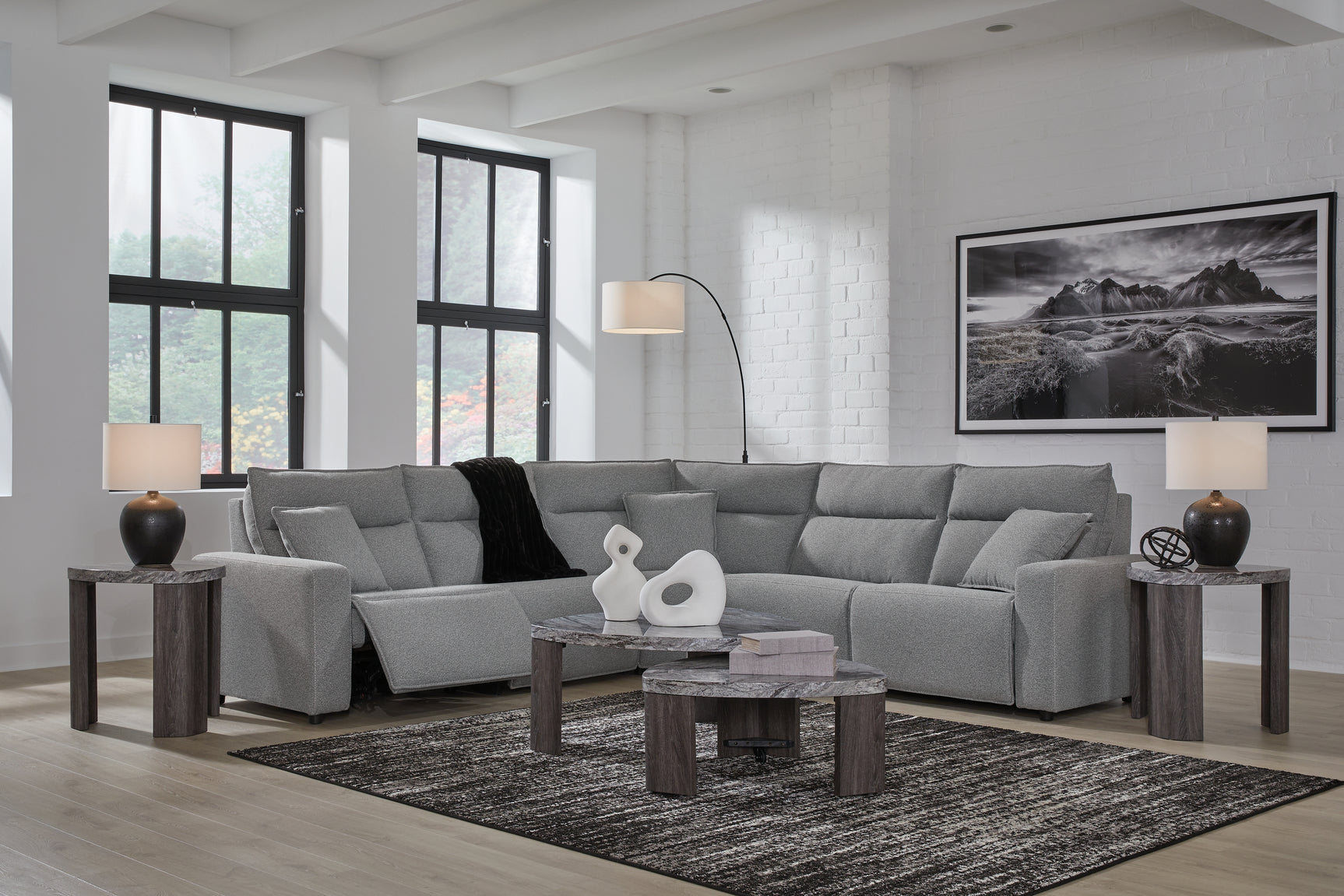 Modmax Salt and Pepper 5-Piece Power Reclining Sectional - Ornate Home