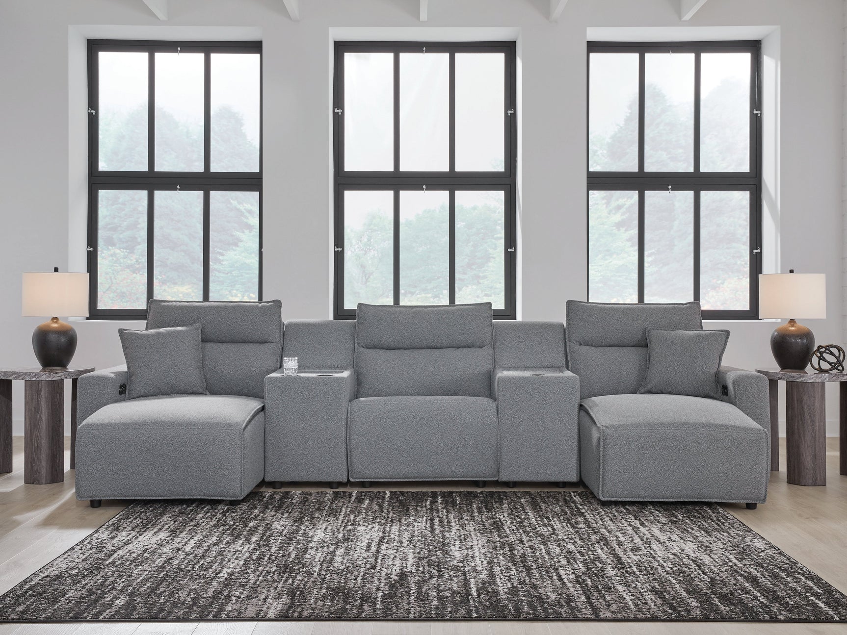 Modmax Salt and Pepper 5-Piece Power Reclining Sectional with Chaise (Online Special Price) - Ornate Home