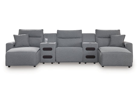 Modmax Salt and Pepper 5-Piece Power Reclining Sectional with Chaise - Ornate Home