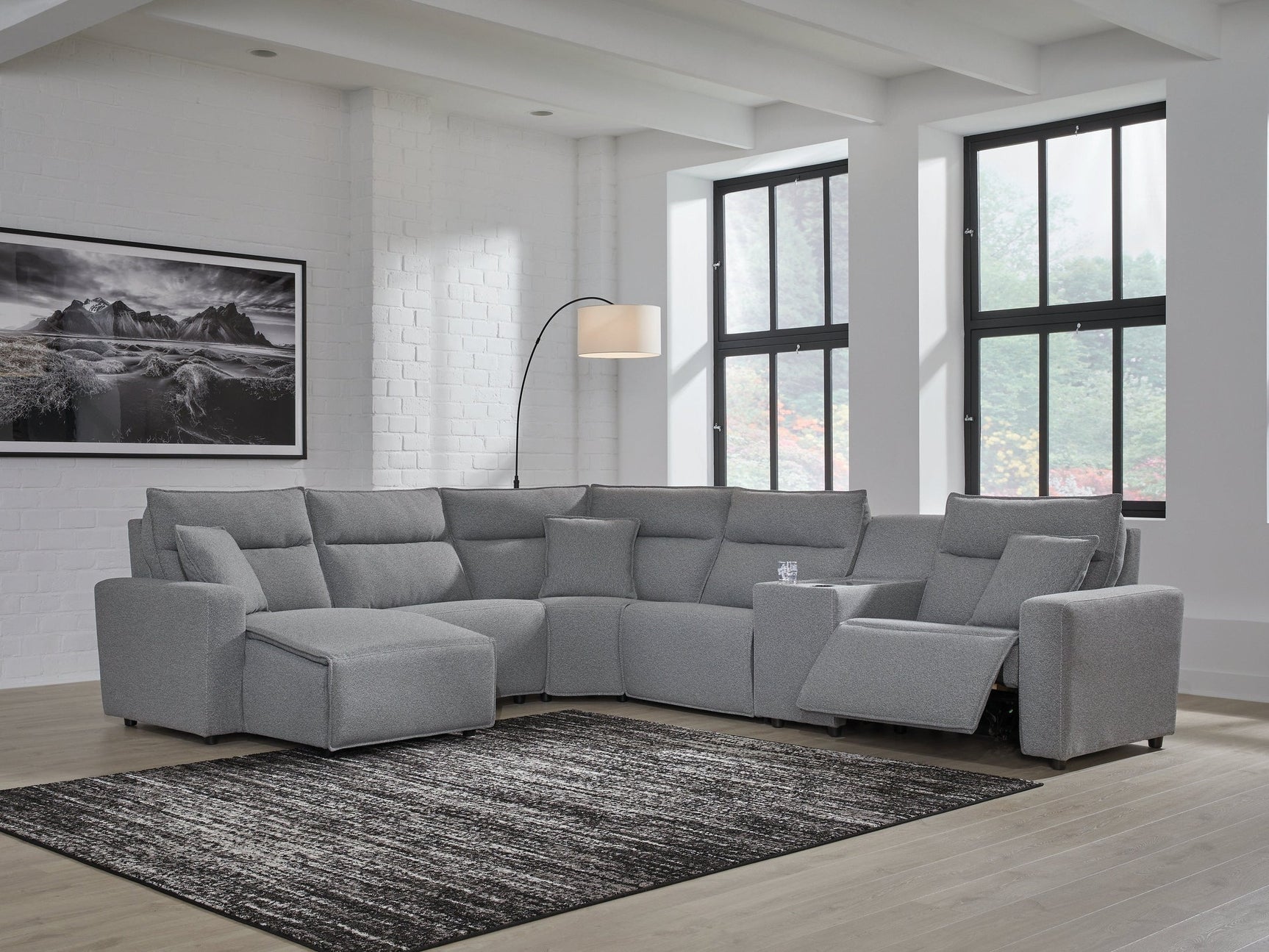 Modmax Salt and Pepper 6-Piece Power Reclining Sectional with Chaise (Online Special Price) - Ornate Home