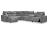 Modmax Salt and Pepper 6-Piece Power Reclining Sectional with Chaise (Online Special Price) - Ornate Home
