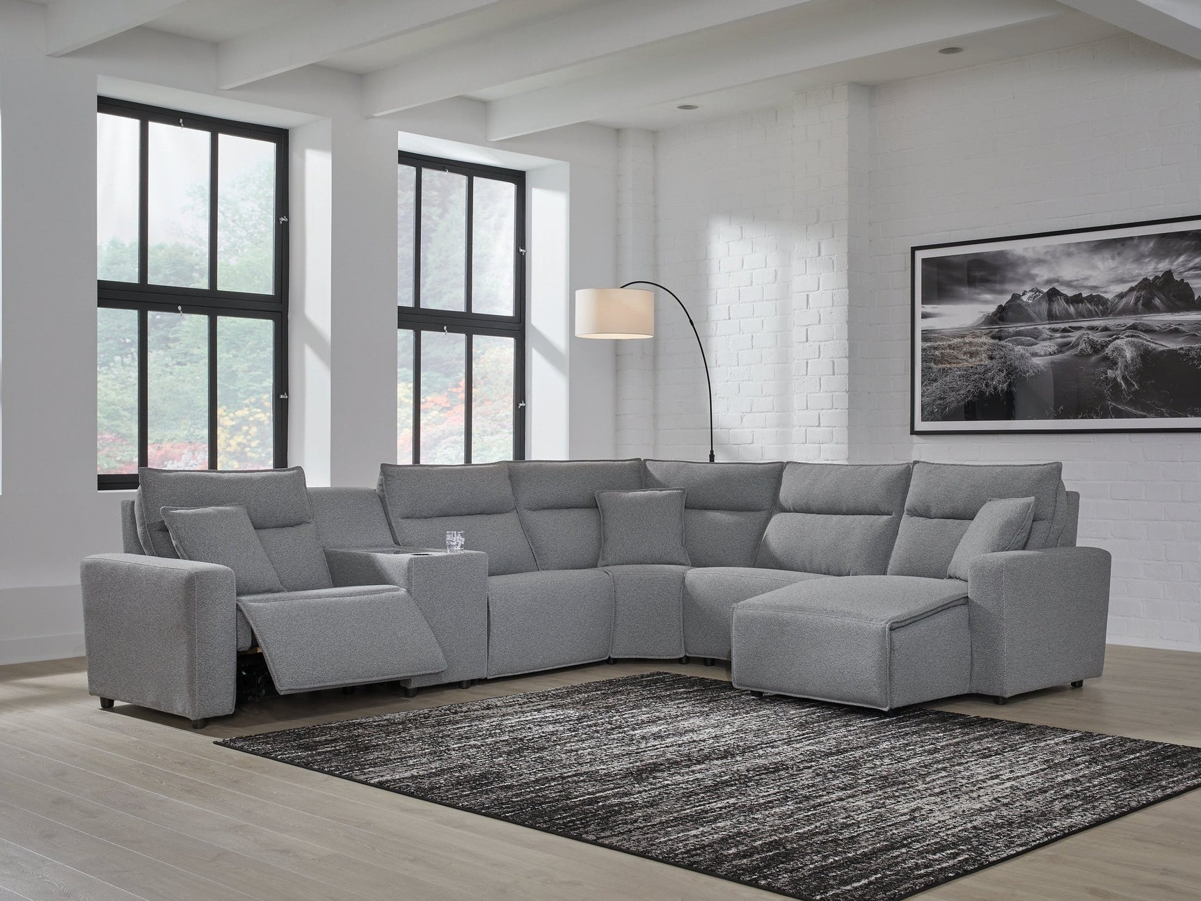 Modmax Salt and Pepper 6-Piece Power Reclining Sectional with Chaise (Online Special Price) - Ornate Home