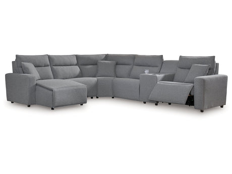 Modmax Salt and Pepper 6-Piece Power Reclining Sectional with Chaise - Ornate Home