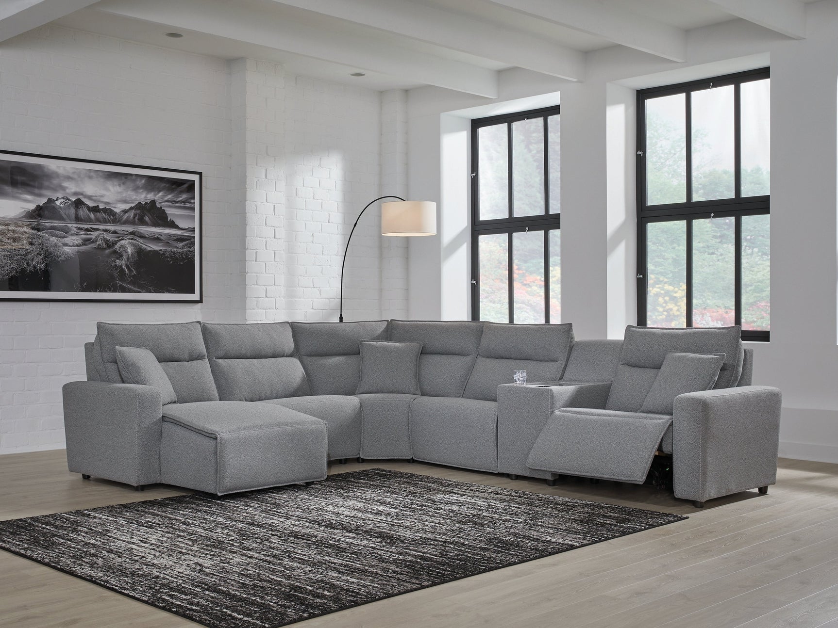 Modmax Salt and Pepper 6-Piece Power Reclining Sectional with Chaise - Ornate Home