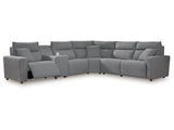 Modmax Salt and Pepper 6-Piece Reclining Sectional with Console (Online Special Price) - Ornate Home
