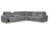 Modmax Salt and Pepper 6-Piece Reclining Sectional with Storage Console - Ornate Home