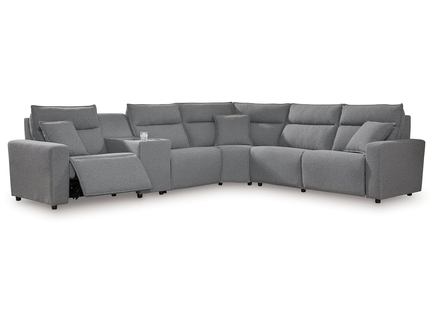 Modmax Salt and Pepper 6-Piece Reclining Sectional with Storage Console - Ornate Home