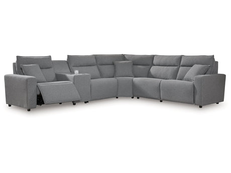 Modmax Salt and Pepper 6-Piece Reclining Sectional with Storage Console - Ornate Home