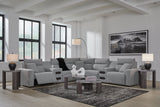 Modmax Salt and Pepper 7-Piece Power Reclining Sectional with Audio Consoles (Online Special Price) - Ornate Home