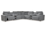 Modmax Salt and Pepper 7-Piece Power Reclining Sectional with Audio Consoles - Ornate Home