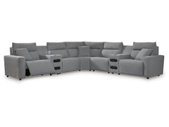 Modmax Salt and Pepper 7-Piece Power Reclining Sectional with Audio Consoles - Ornate Home