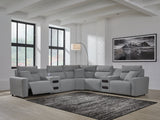 Modmax Salt and Pepper 7-Piece Power Reclining Sectional with Audio Consoles - Ornate Home