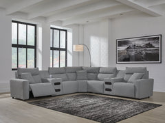 Modmax Salt and Pepper 7-Piece Power Reclining Sectional with Audio Consoles - Ornate Home
