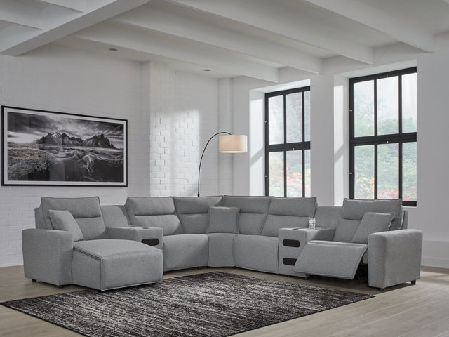 Modmax Salt and Pepper 7-Piece Power Reclining Sectional with Chaise (Online Special Price) - Ornate Home