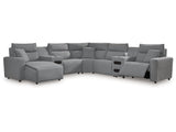 Modmax Salt and Pepper 7-Piece Power Reclining Sectional with Chaise (Online Special Price) - Ornate Home