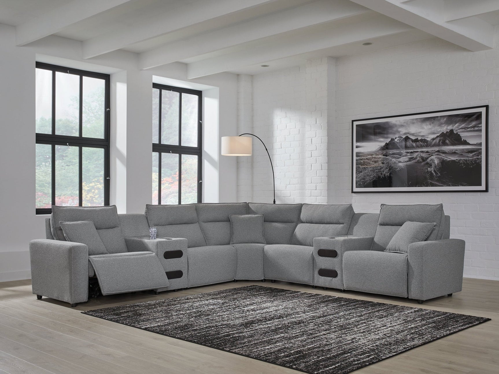Modmax Salt and Pepper 7-Piece Power Reclining Sectional with Chaise (Online Special Price) - Ornate Home