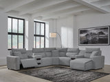 Modmax Salt and Pepper 7-Piece Power Reclining Sectional with Chaise (Online Special Price) - Ornate Home