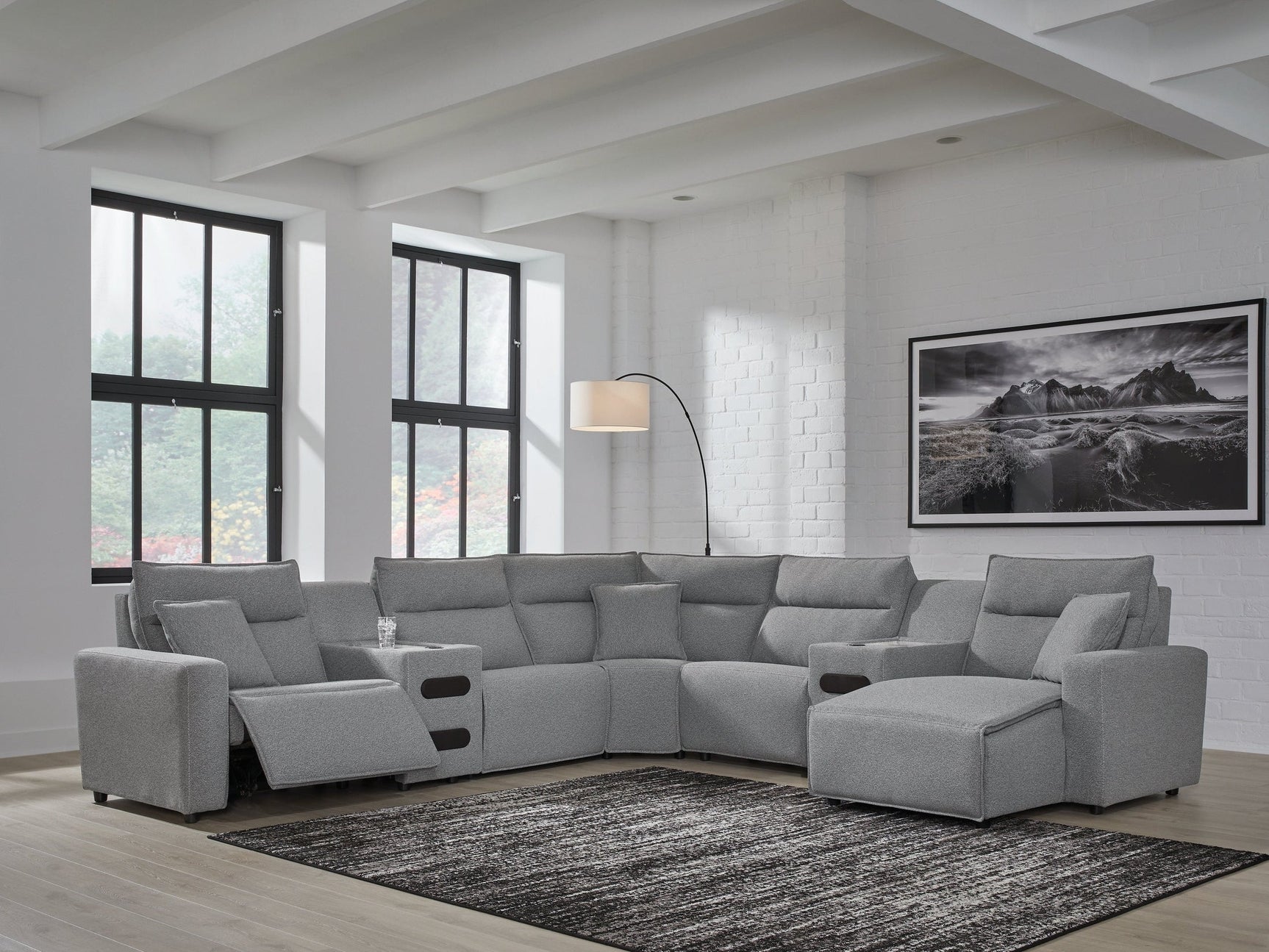 Modmax Salt and Pepper 7-Piece Power Reclining Sectional with Chaise (Online Special Price) - Ornate Home
