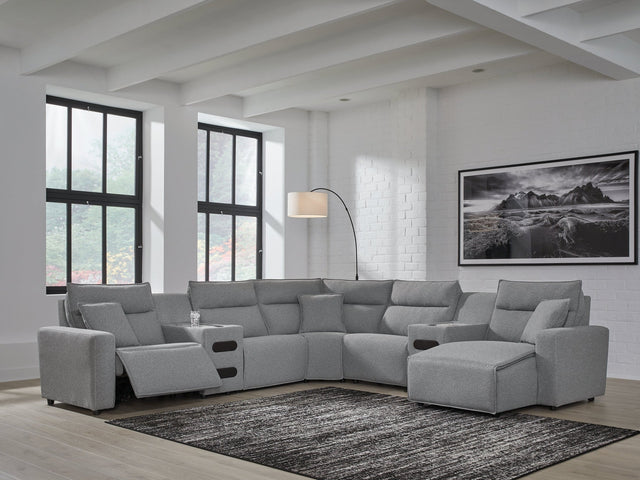 Modmax Salt and Pepper 7-Piece Power Reclining Sectional with Chaise (Online Special Price) - Ornate Home