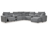 Modmax Salt and Pepper 7-Piece Power Reclining Sectional with Chaise (Online Special Price) - Ornate Home