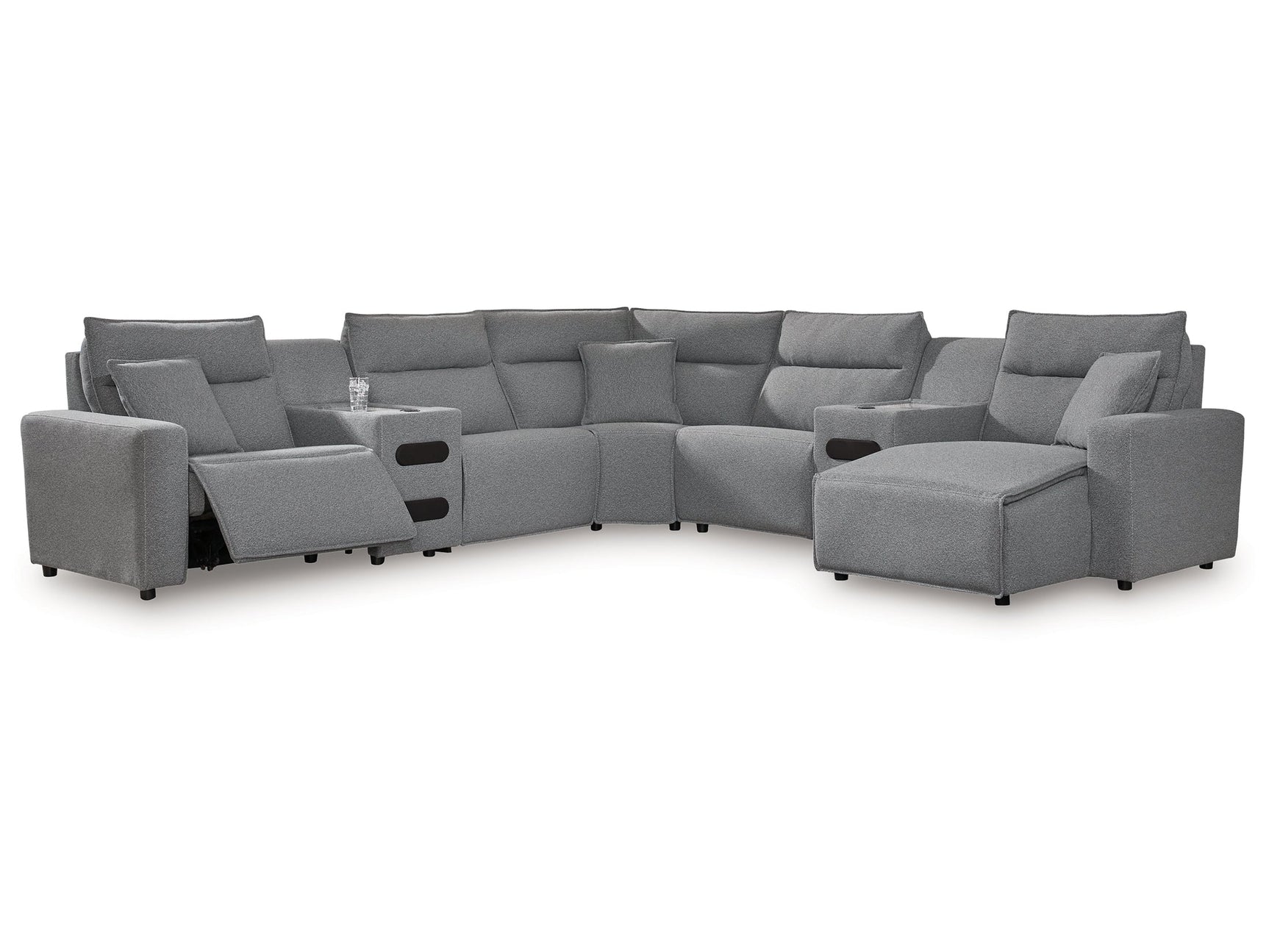 Modmax Salt and Pepper 7-Piece Power Reclining Sectional with Chaise (Online Special Price) - Ornate Home