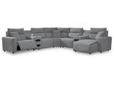 Modmax Salt and Pepper 7-Piece Power Reclining Sectional with Chaise - Ornate Home