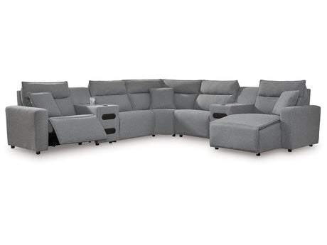 Modmax Salt and Pepper 7-Piece Power Reclining Sectional with Chaise - Ornate Home