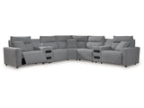 Modmax Salt and Pepper 7-Piece Power Reclining Sectional with Chaise - Ornate Home