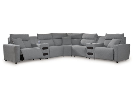 Modmax Salt and Pepper 7-Piece Power Reclining Sectional with Chaise - Ornate Home