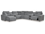 Modmax Salt and Pepper 7-Piece Power Reclining Sectional with Chaise - Ornate Home