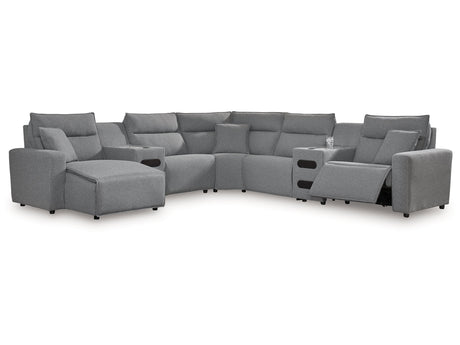 Modmax Salt and Pepper 7-Piece Power Reclining Sectional with Chaise - Ornate Home