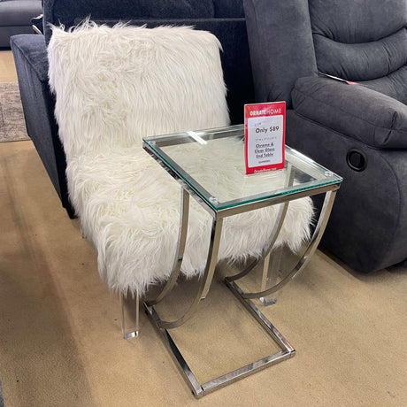 Modme Chrome & Clear Glass End Table - Ornate Home