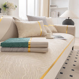 Modular Sofa Cover for Sectionals, Gold Striped Non-Slip Couch Protector - Ornate Home