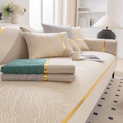 Modular Sofa Cover for Sectionals, Gold Striped Non-Slip Couch Protector - Ornate Home