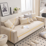 Modular Sofa Cover for Sectionals, Gold Striped Non-Slip Couch Protector - Ornate Home