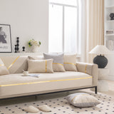 Modular Sofa Cover for Sectionals, Gold Striped Non-Slip Couch Protector - Ornate Home