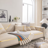 Modular Sofa Cover for Sectionals, Gold Striped Non-Slip Couch Protector - Ornate Home