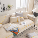 Modular Sofa Cover for Sectionals, Gold Striped Non-Slip Couch Protector - Ornate Home