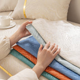 Modular Sofa Cover for Sectionals, Gold Striped Non-Slip Couch Protector - Ornate Home