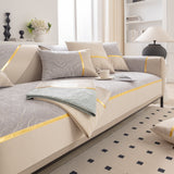 Modular Sofa Cover for Sectionals, Gold Striped Non-Slip Couch Protector - Ornate Home