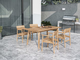 Modurn 5-Piece Rectangular Teak Outdoor Dining Set with Stacking Armchairs - Ornate Home