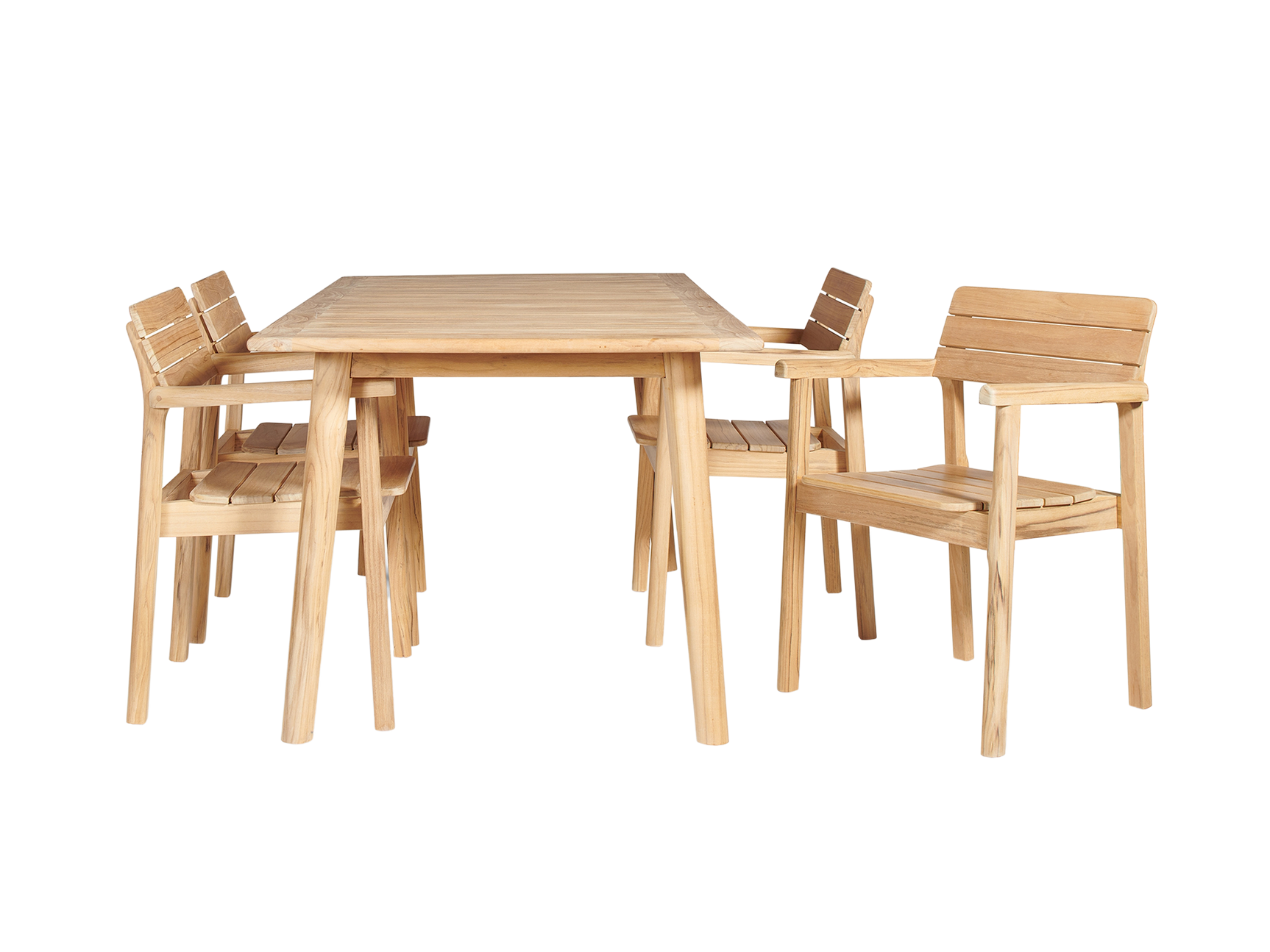 Modurn 5-Piece Rectangular Teak Outdoor Dining Set with Stacking Armchairs - Ornate Home