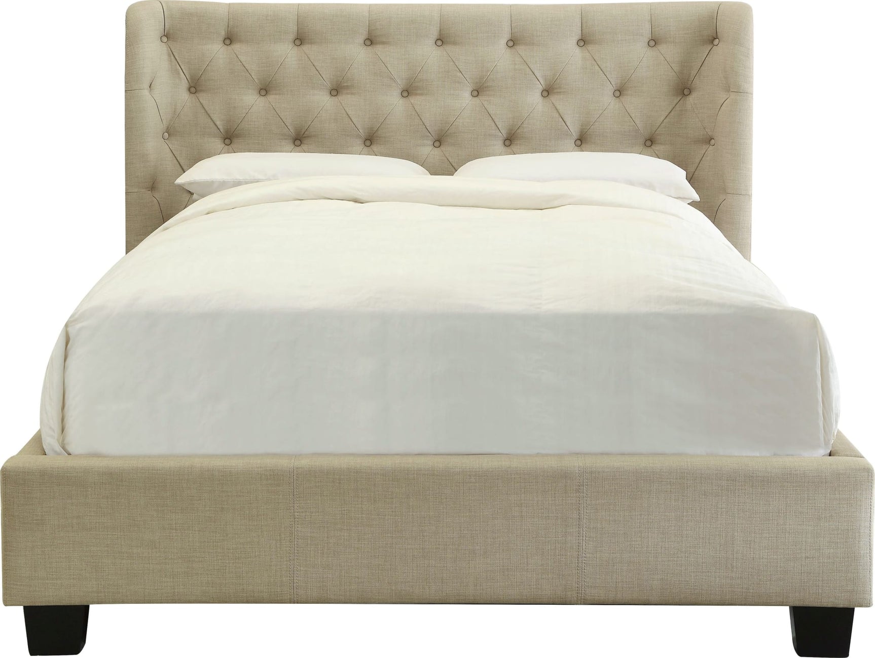 Levi Toast Linen California King Tufted Storage Bed