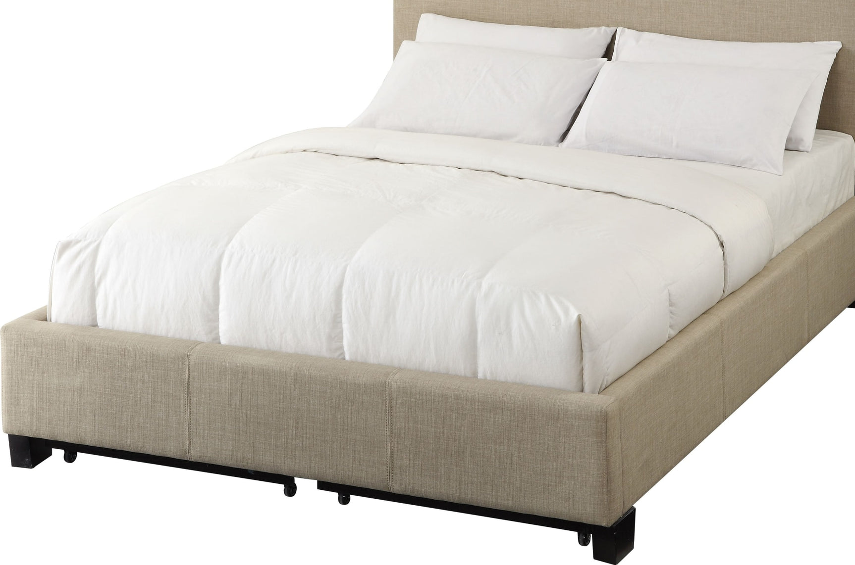 Levi Toast Linen California King Tufted Storage Bed