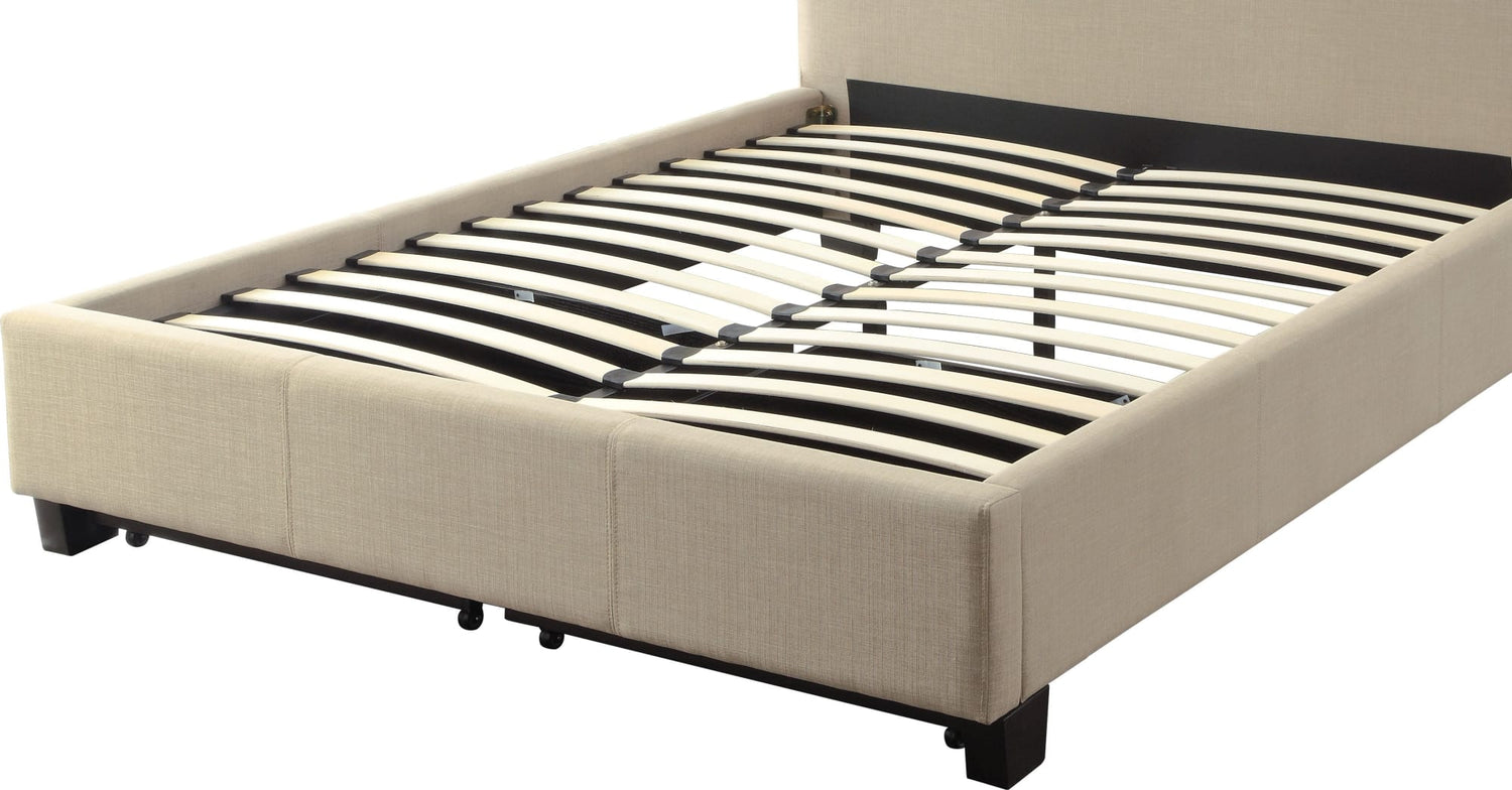 Levi Toast Linen California King Tufted Storage Bed
