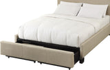 Levi Toast Linen California King Tufted Storage Bed