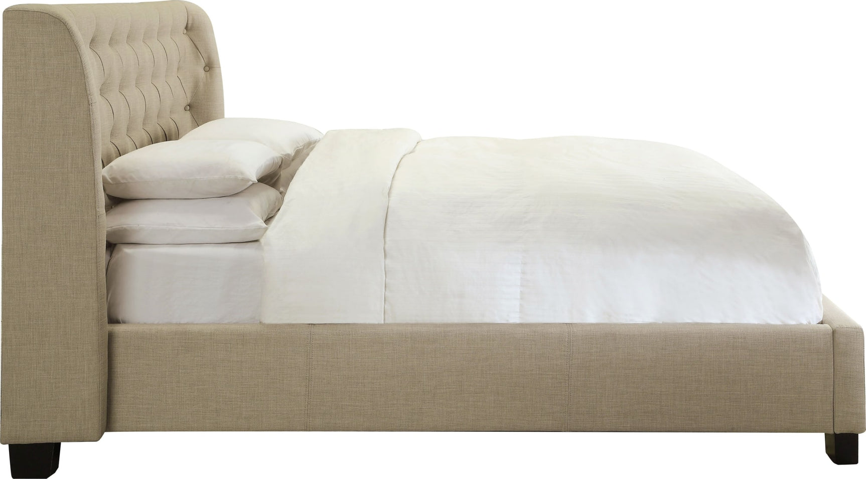 Levi Toast Linen California King Tufted Storage Bed