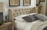 Levi Toast Linen California King Tufted Storage Bed